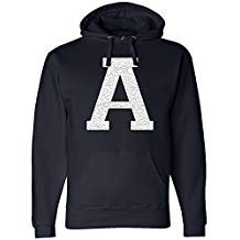 Oversized Chenille letter on Hooded Sweatshirt (8824) - Letter any Color Custom Made for You