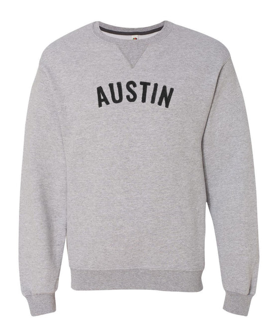 Austin  Crew Neck Sweatshirt (SF72R) with Chenille Letters in  any Color Custom Made for You