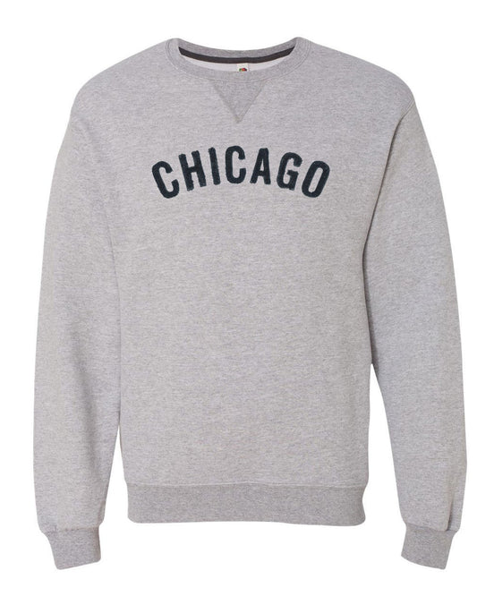 Chicago Crew Neck Sweatshirt (SF72R) with Chenille Letters in  any Color Custom Made for You