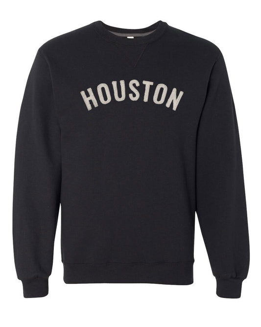 Houston Crew Neck Sweatshirt (SF72R) with Chenille Letters in  any Color Custom Made for You