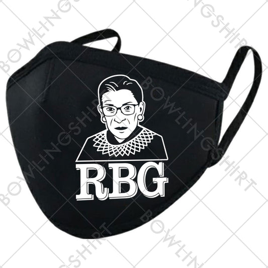 RBG Justice Ginsburg  White Print on Black Mask #59