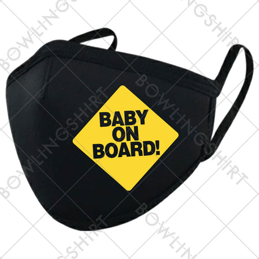 Baby On Board Proud and Pregnant Black Cloth Mask