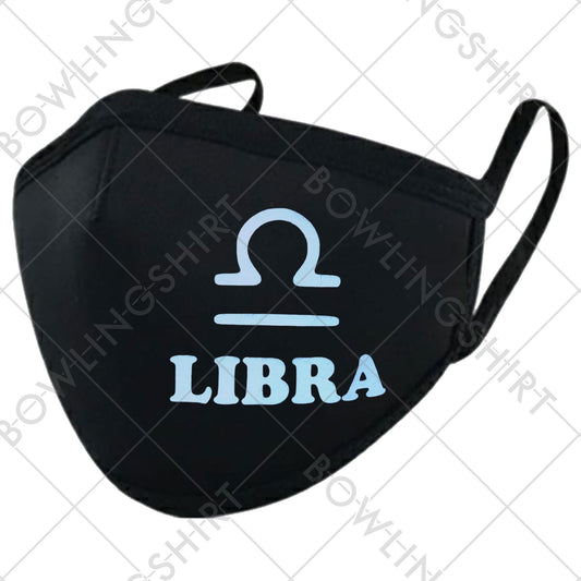 Libra Zodiac Sign Printed in Light Blue  Black Mask #143