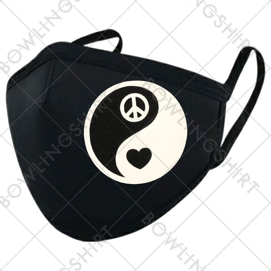 Ying Yang Hippie Peace Black Mask #43