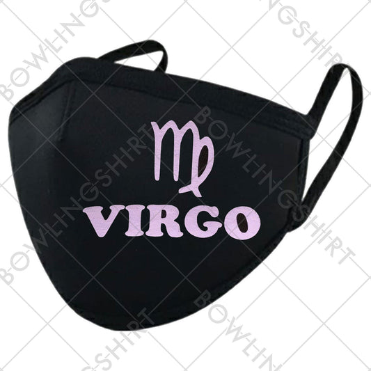 Virgo Zodiac Sign Printed in Light Purple  Black Mask #144
