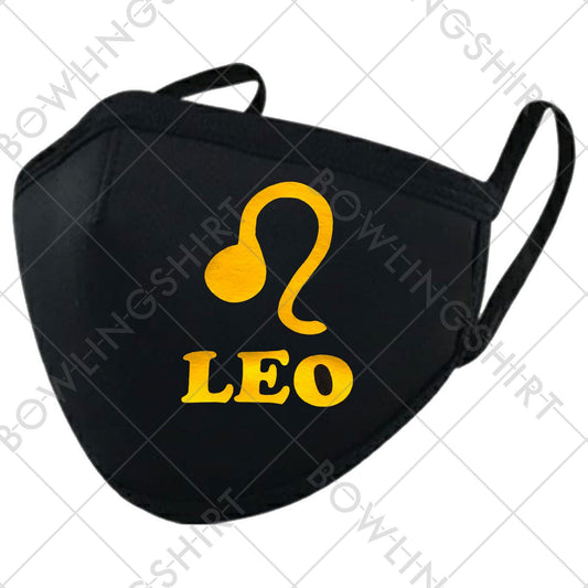 Leo Zodiac Sign Printed in Gold Black Mask #141