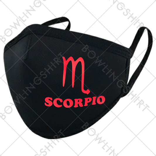 Scorpio Zodiac Sign Printed in Red  Black Mask #142