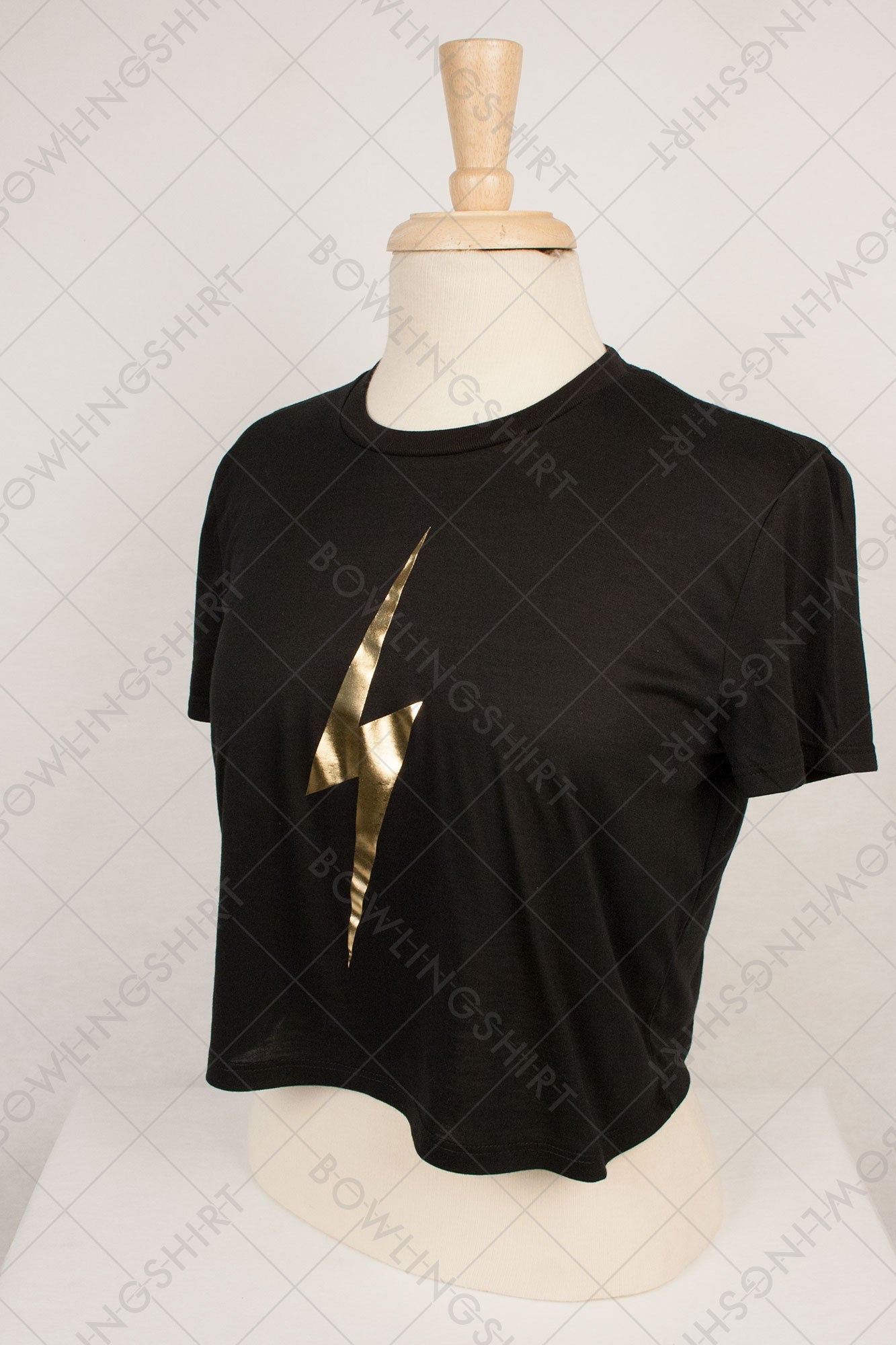 Metallic Lightening Bolt  Bella Canvas Flowy T-shirt Crop Top Black 8882 design 132