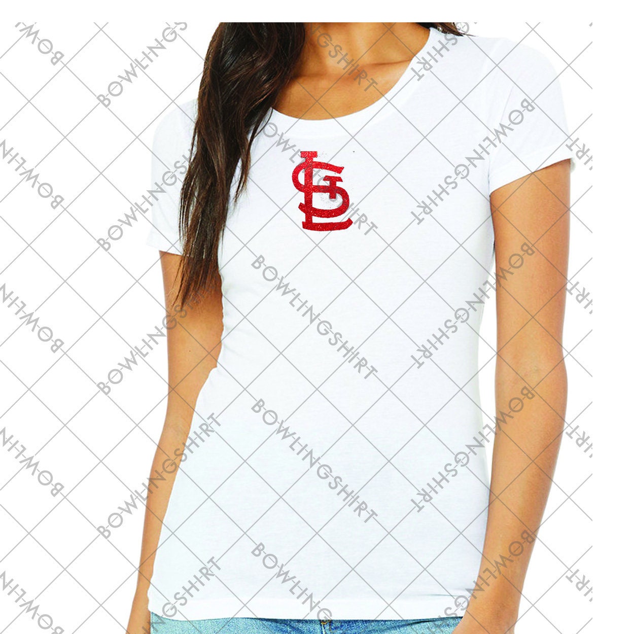 Red Glitter STL St. Louis   Bella Canvas T-shirt in Black or White  B8413 Design #5