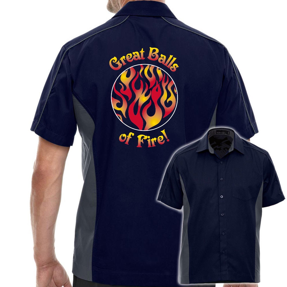 Great Balls of Fire Classic Retro Bowling Shirt - The Muckler - Includes Embroidered Name