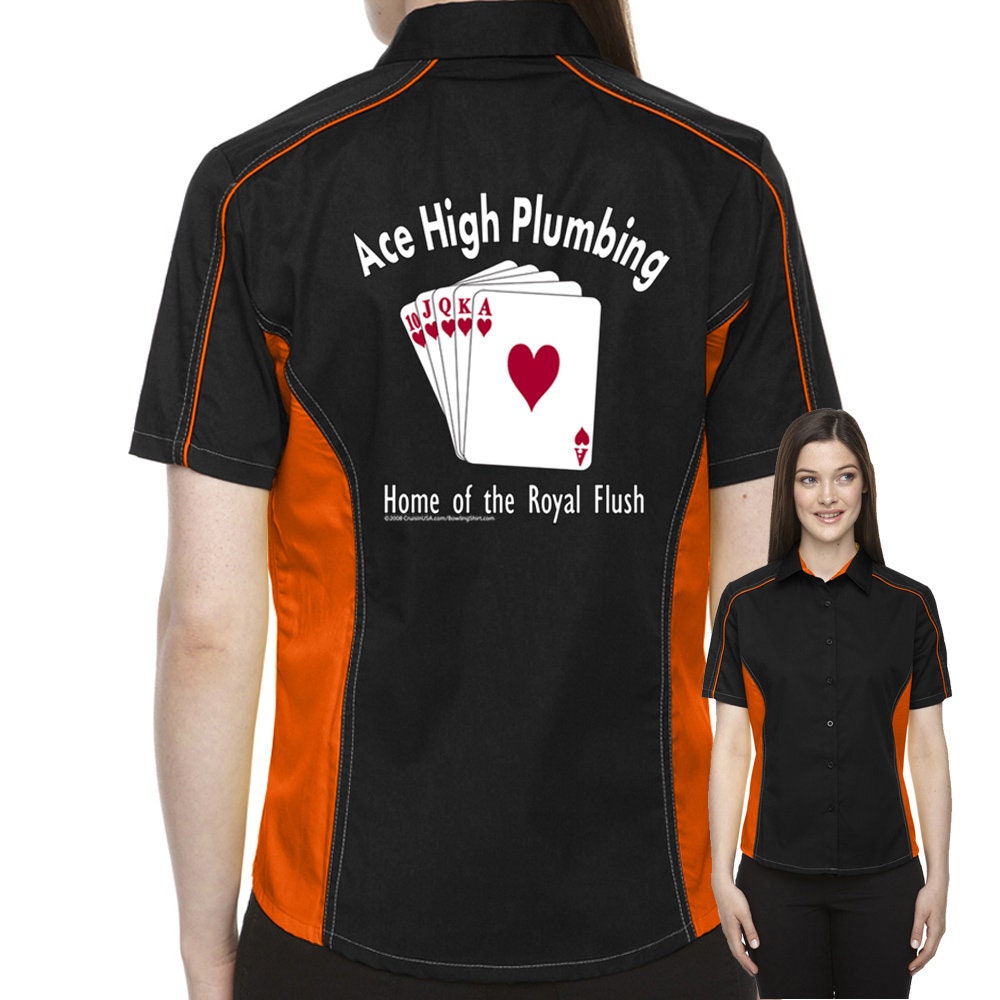 Ace High Plumbing Classic Retro Bowling Shirt- The Muckler (Ladies) - Includes Embroidered Name