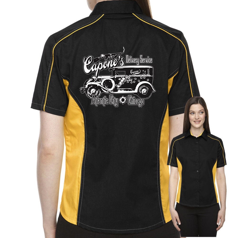 Capone's Delivery Service Classic Retro Bowling Shirt- The Muckler (Ladies) - Includes Embroidered Name