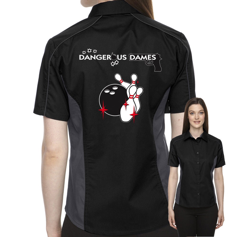 Dangerous Dames Classic Retro Bowling Shirt- The Muckler (Ladies) - Includes Embroidered Name