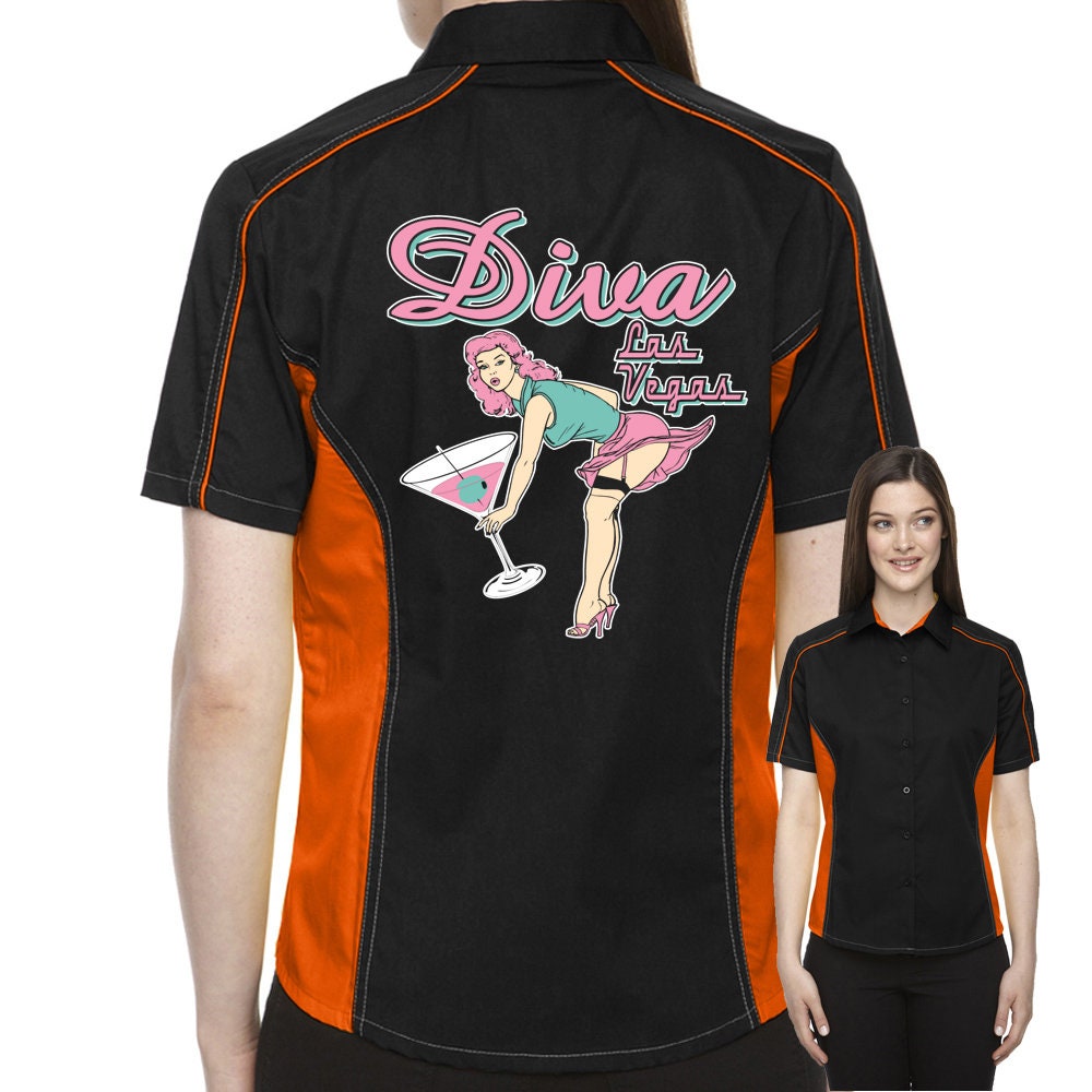 Diva Las Vegas Classic Retro Bowling Shirt- The Muckler (Ladies) - Includes Embroidered Name #155