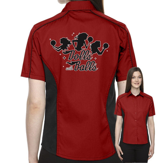 Dolls With Balls Classic Retro Bowling Shirt- The Muckler (Ladies) - Includes Embroidered Name #156
