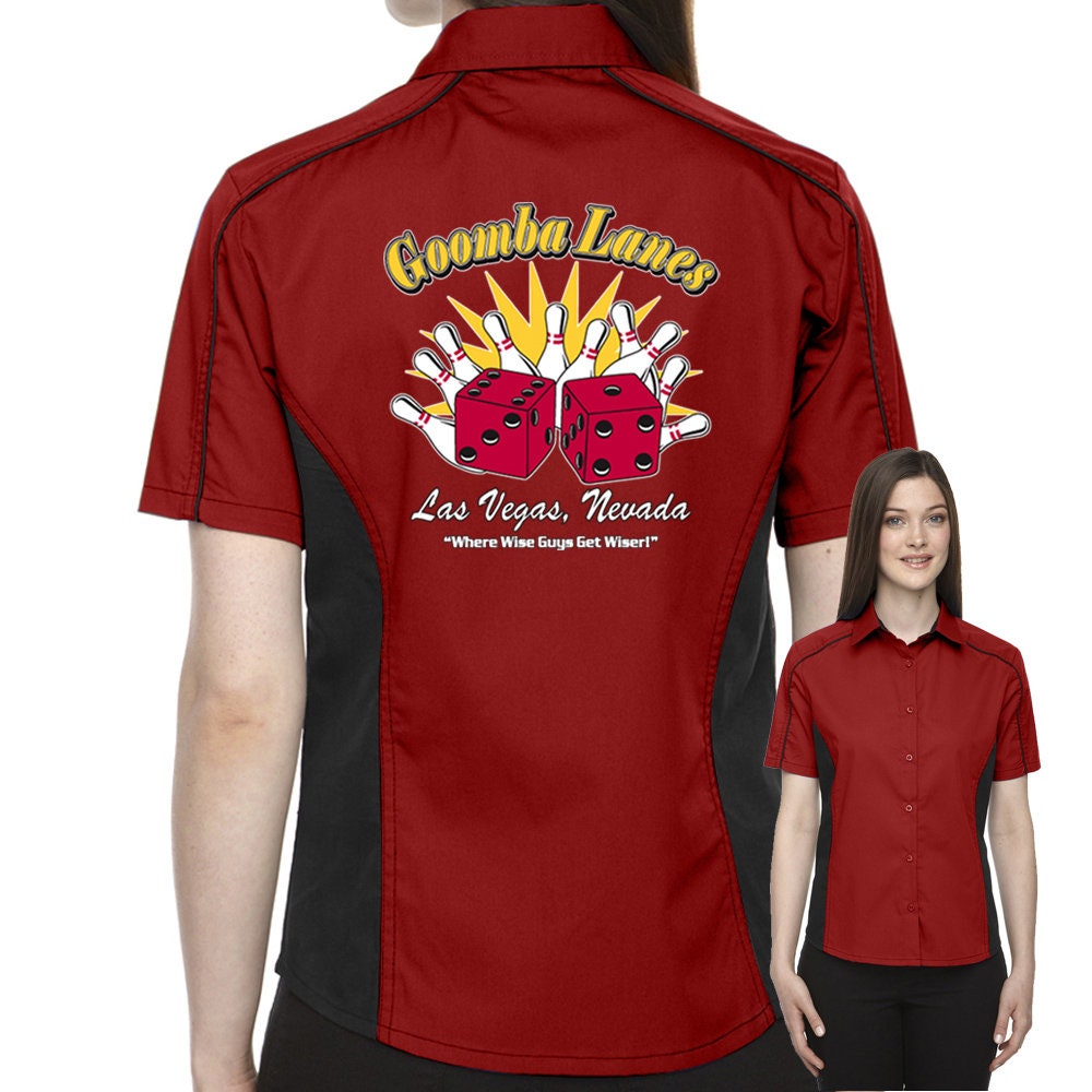 Goomba Lanes Classic Retro Bowling Shirt- The Muckler (Ladies) - Includes Embroidered Name #123