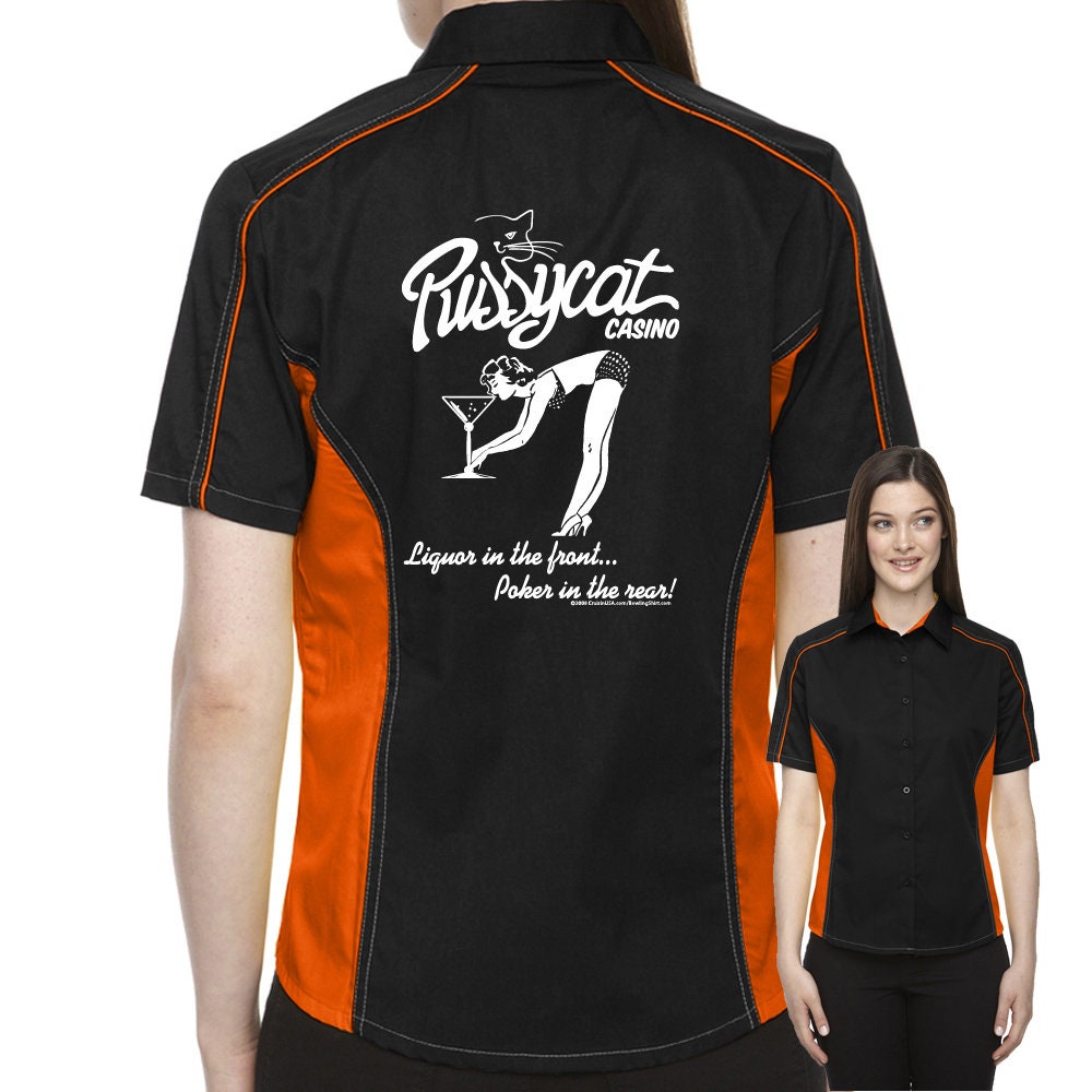 Pussycat Casino Classic Retro Bowling Shirt- The Muckler (Ladies) - Includes Embroidered Name