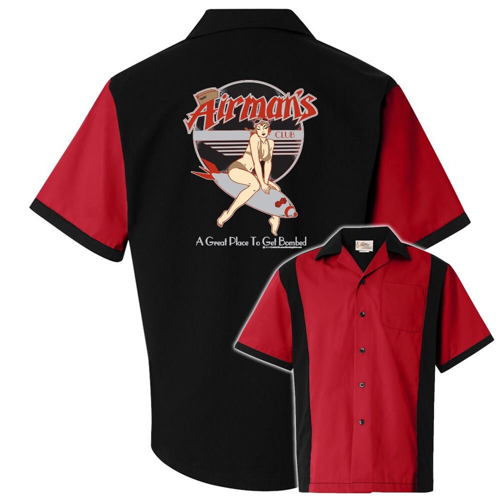 Airman's Classic Retro Bowling Shirt - Retro Two - Includes Embroidered Name