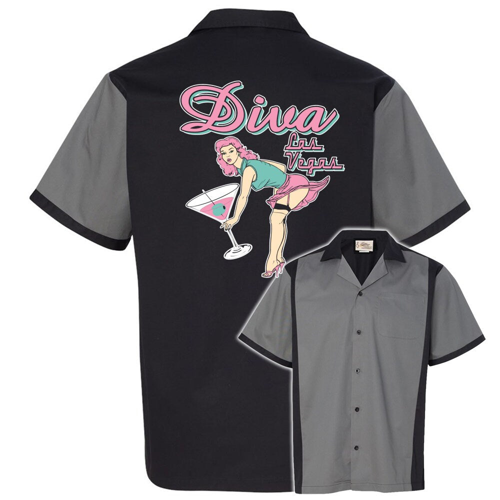 Diva Las Vegas Classic Retro Bowling Shirt - Retro Two - Includes Embroidered Name #155