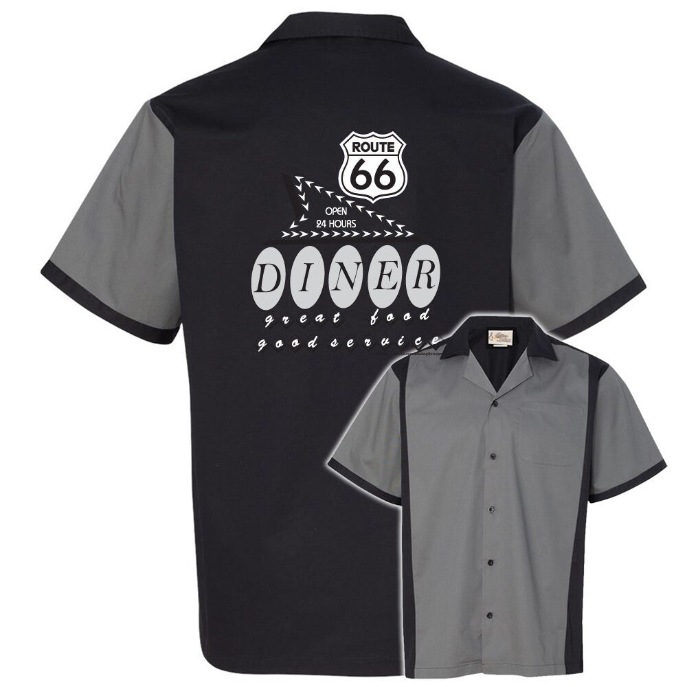 Route 66 Diner Classic Retro Bowling Shirt - Retro Two - Includes Embroidered Name