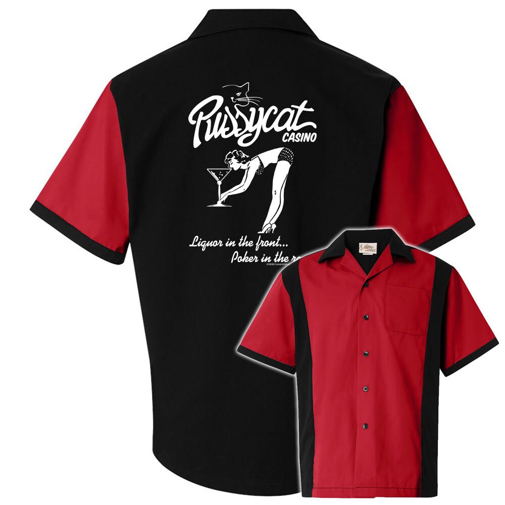 Pussycat Casino Classic Retro Bowling Shirt - Retro Two - Includes Embroidered Name