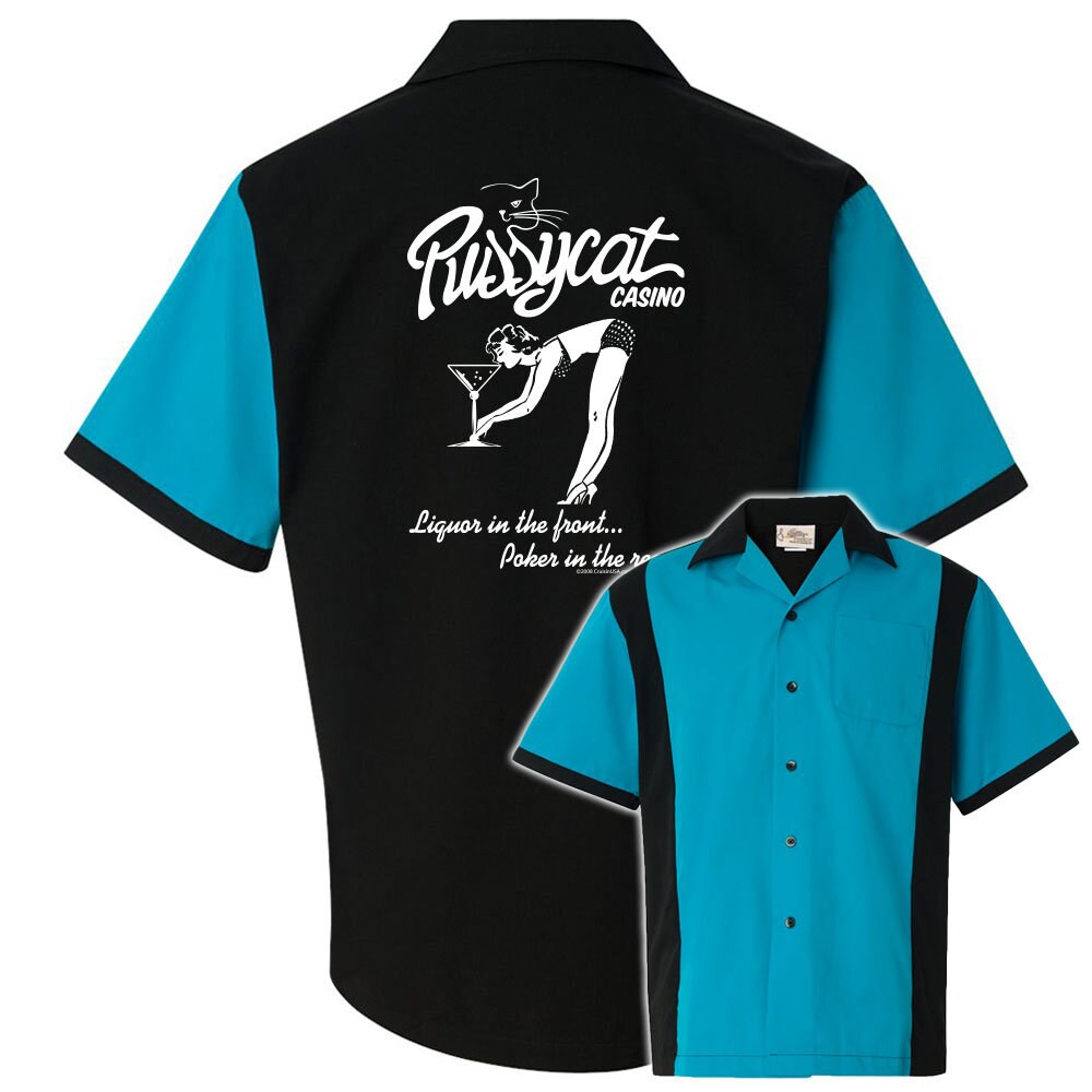 Pussycat Casino Classic Retro Bowling Shirt - Retro Two - Includes Embroidered Name