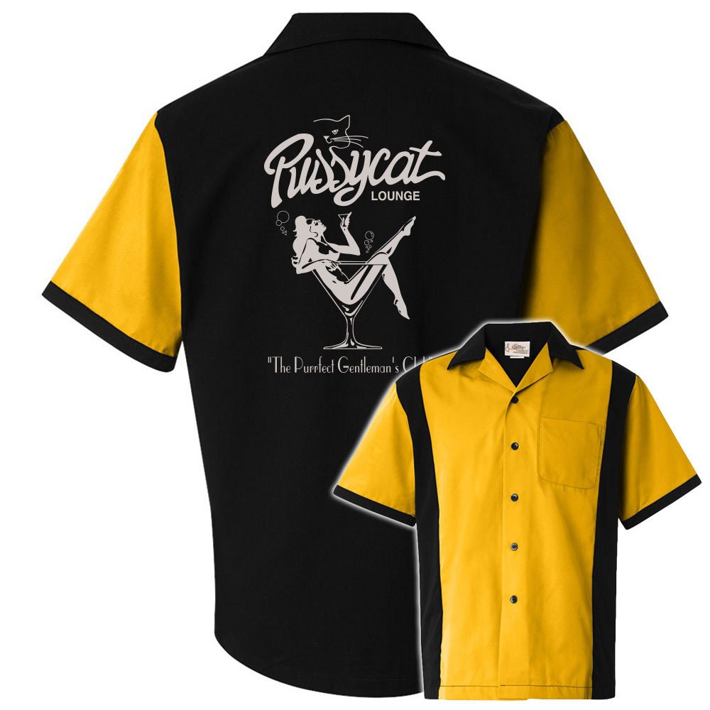 Pussycat Lounge Classic Retro Bowling Shirt - Retro Two - Includes Embroidered Name