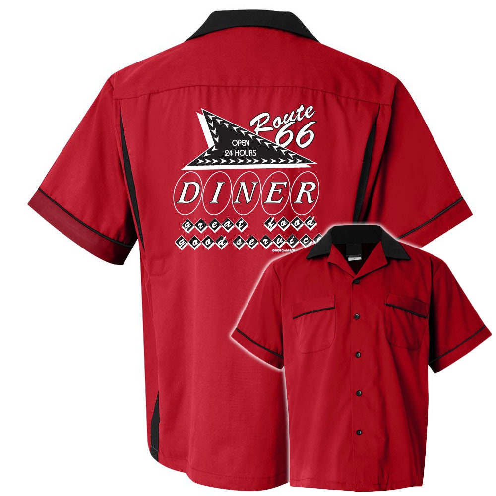 Route 66 Diner Classic Retro Bowling Shirt - Classic 2.0 - Includes Embroidered Name