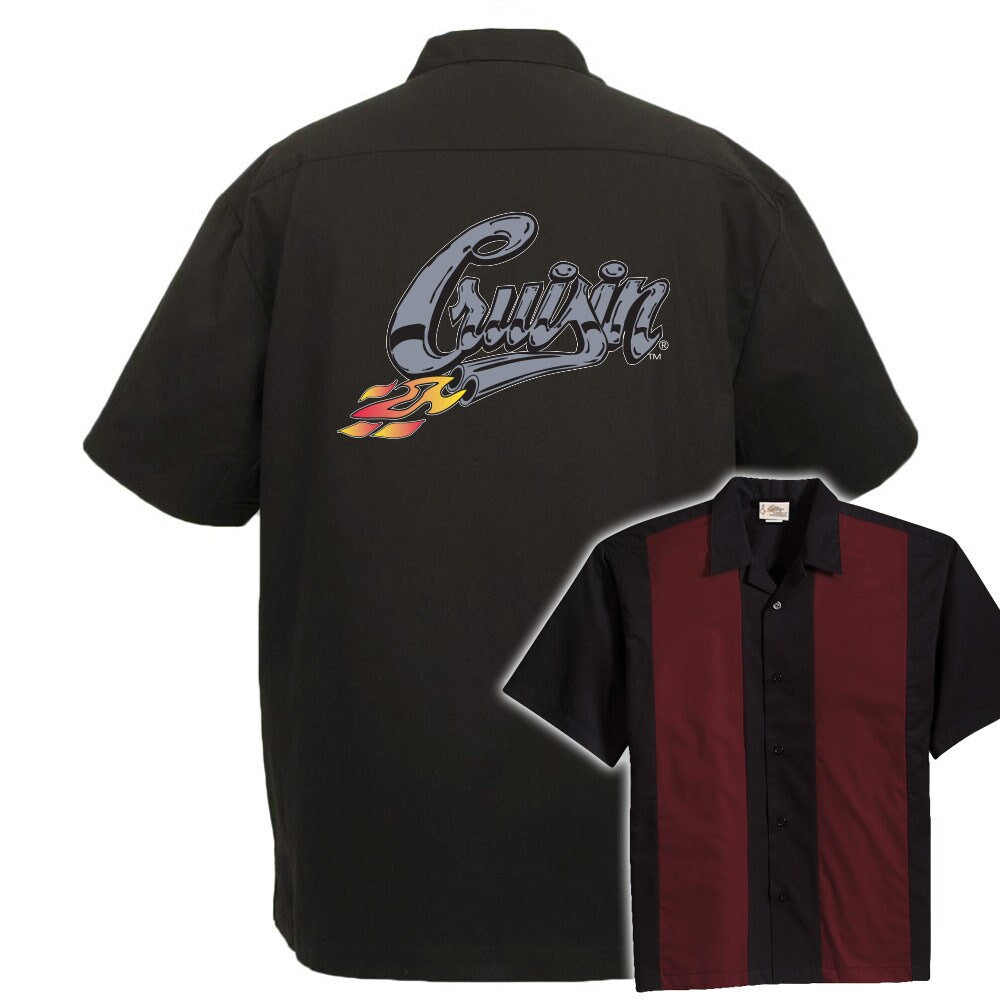 Cruisin' With Flames Classic Retro Bowling Shirt - The Player - Includes Embroidered Name