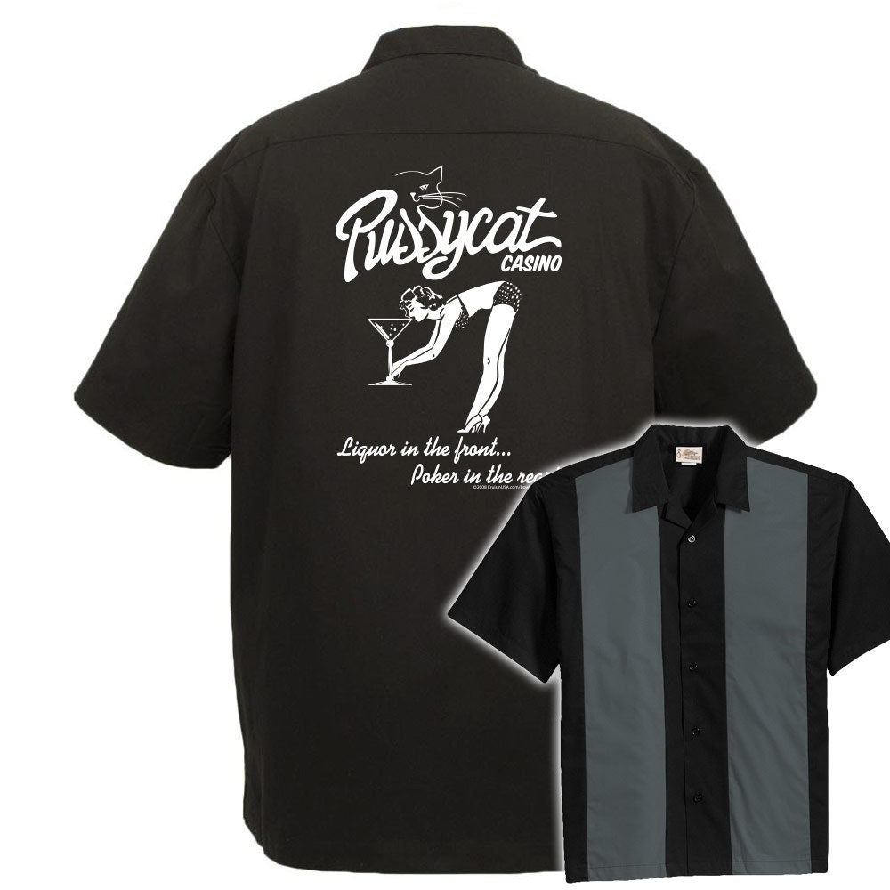 Pussycat Casino Classic Retro Bowling Shirt - The Player - Includes Embroidered Name