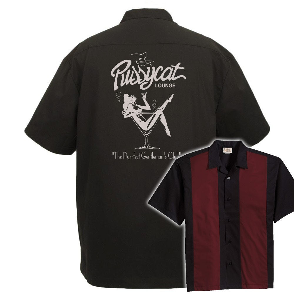 Pussycat Lounge Classic Retro Bowling Shirt - The Player - Includes Embroidered Name