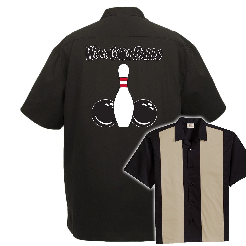 We've Got Balls Classic Retro Bowling Shirt - The Player - Includes Embroidered Name