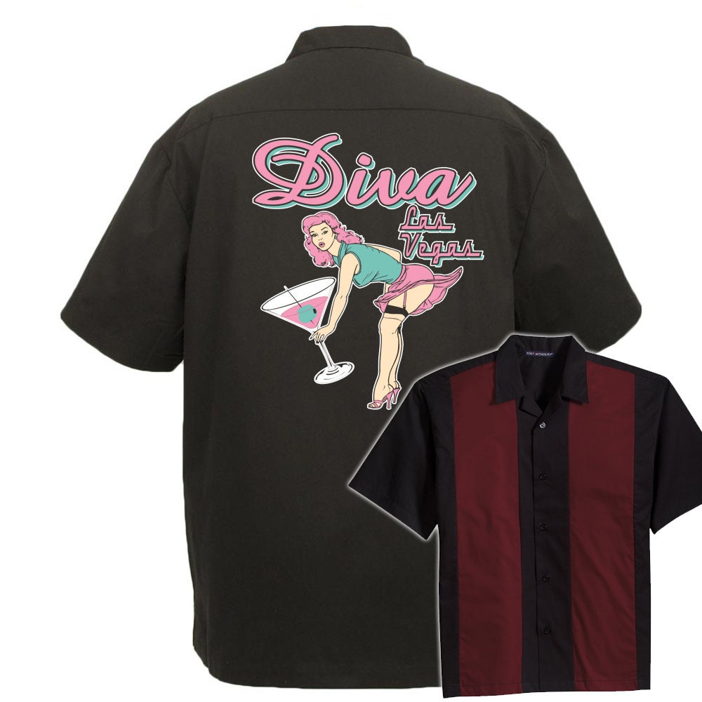 Diva Las Vegas Classic Retro Bowling Shirt - The Player - Includes Embroidered Name #155