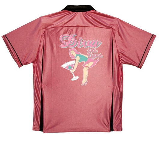 Diva Las Vegas - Classic Retro Pink Bowling Shirt - Classic  - Includes Embroidered Name #155