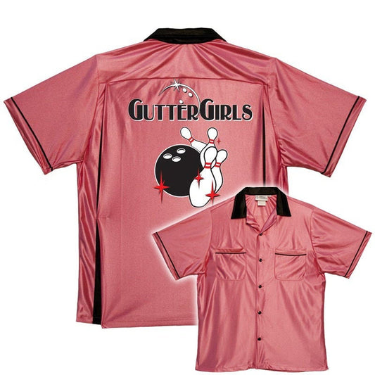 Gutter Girls - Classic Retro Pink Bowling Shirt - Classic  - Includes Embroidered Name #157/135