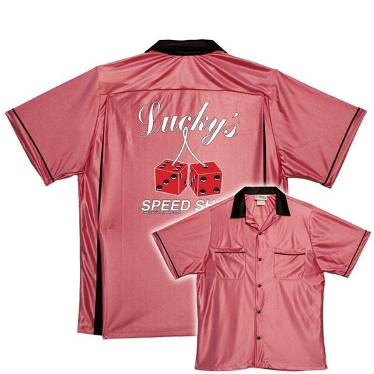 Lucky Speed Shop - Classic Retro Pink Bowling Shirt - Classic  - Includes Embroidered Name