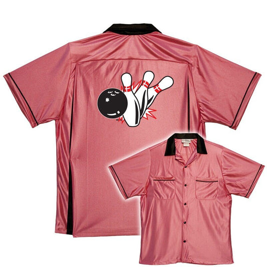 Pin Splash B - Classic Retro Pink Bowling Shirt  (CLOSEOUT)- Classic  - Includes Embroidered Name #125