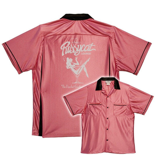 Pussycat Lounge - Classic Retro Pink Bowling Shirt - Classic  - Includes Embroidered Name
