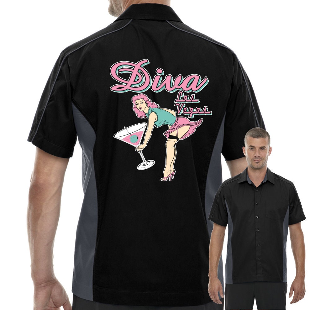 Diva Las Vegas Classic Retro Bowling Shirt - The Muckler - Includes Embroidered Name #155