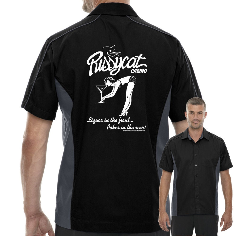 Pussycat Casino Classic Retro Bowling Shirt - The Muckler - Includes Embroidered Name