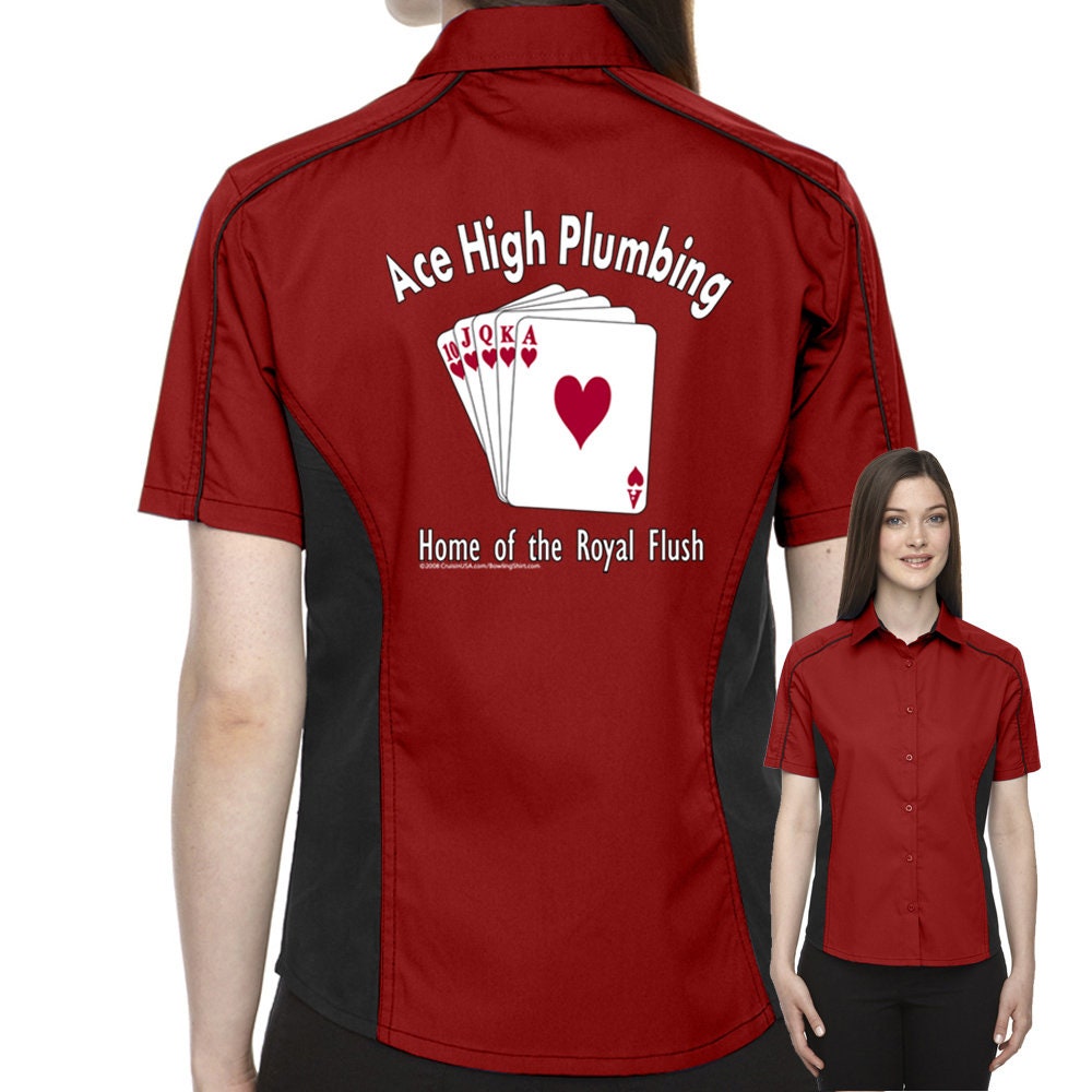 Ace High Plumbing Classic Retro Bowling Shirt- The Muckler (Ladies) - Includes Embroidered Name