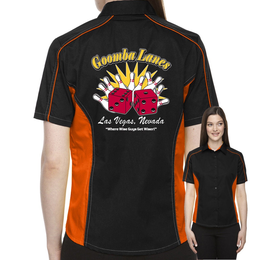 Goomba Lanes Classic Retro Bowling Shirt- The Muckler (Ladies) - Includes Embroidered Name #123