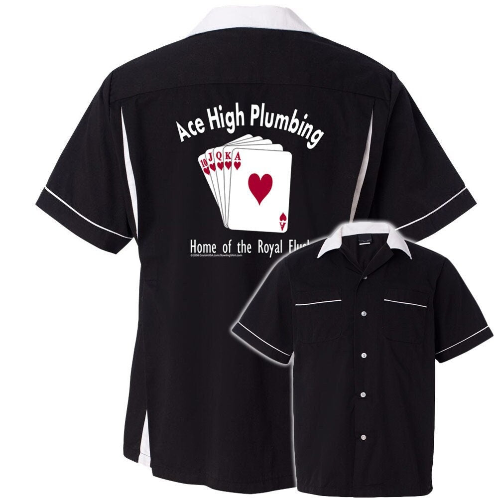 Ace High Plumbing Classic Retro Bowling Shirt- Classic 2.0 - Includes Embroidered Name