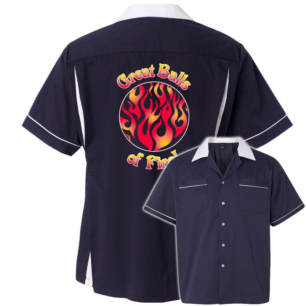 Great Balls of Fire Classic Retro Bowling Shirt- Classic 2.0 - Includes Embroidered Name