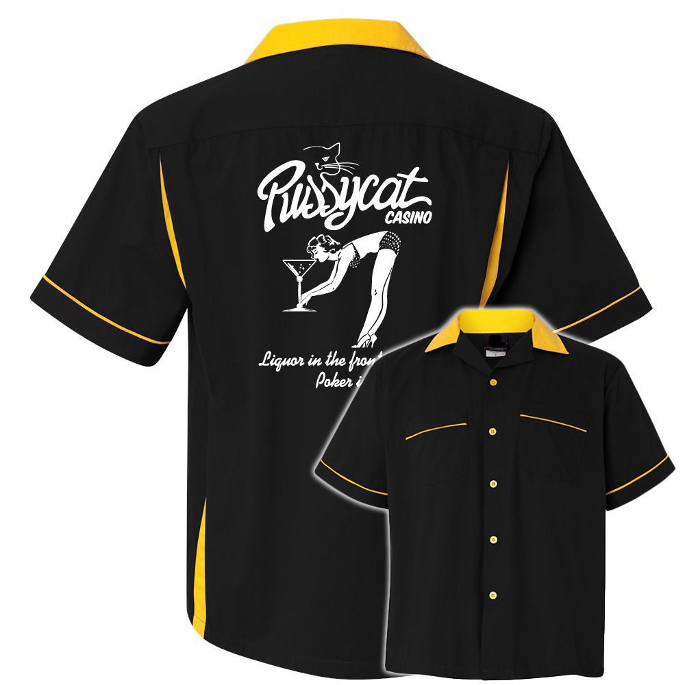 Pussycat Casino Classic Retro Bowling Shirt- Classic 2.0 - Includes Embroidered Name