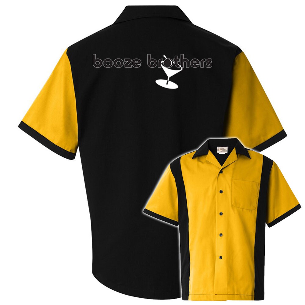 Booze Brothers Classic Retro Bowling Shirt - Retro Two - Includes Embroidered Name