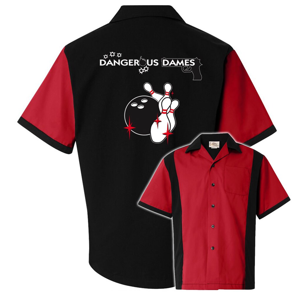 Dangerous Dames Classic Retro Bowling Shirt - Retro Two - Includes Embroidered Name