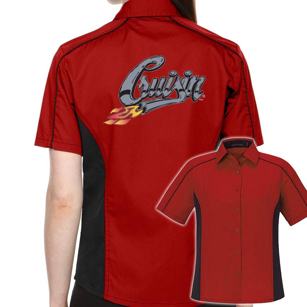 Cruisin' With Flames Classic Retro Bowling Shirt- The Muckler (Ladies) - Includes Embroidered Name