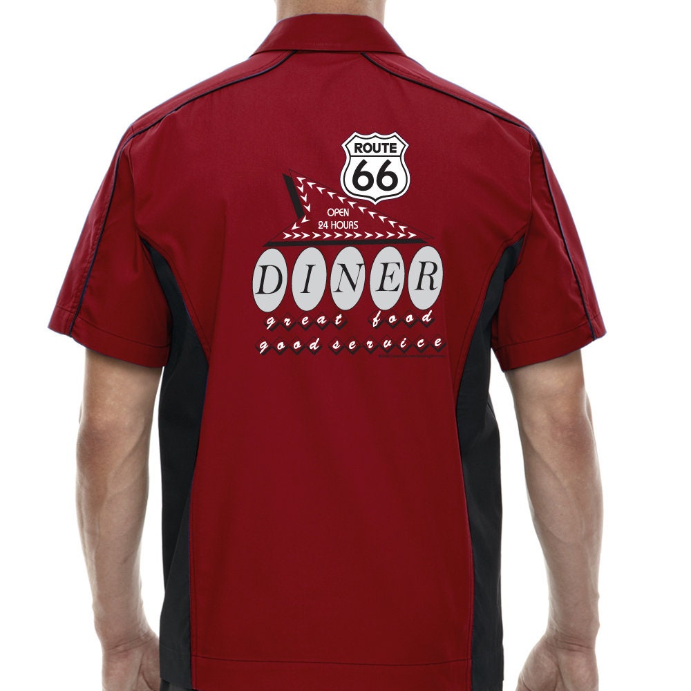 Route 66 Diner Classic Retro Bowling Shirt - The Muckler - Includes Embroidered Name