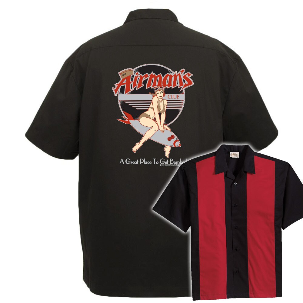 Airman's Classic Retro Bowling Shirt- The Player - Includes Embroidered Name